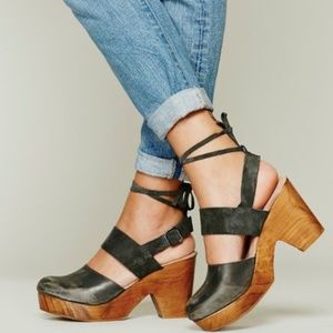 Belmont Leather Clog in Gray Free People